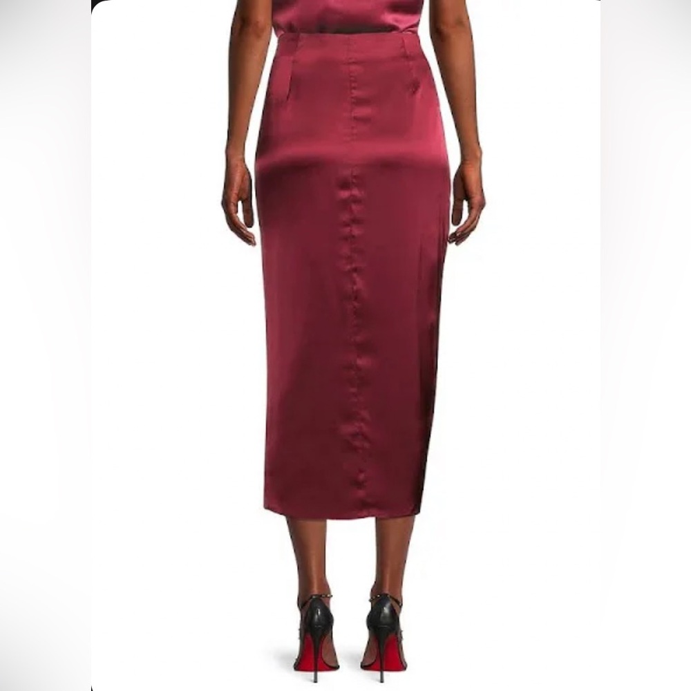 AIIFOS ORLA Skirt Metallic Satin MIDI Skirt In Metallic Red - Picture 15 of 15